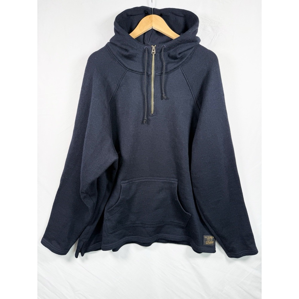 Filson X Dehen Wool Sweater Anorak XL Blue USA Made Hooded Knit Zip Elbow Pads